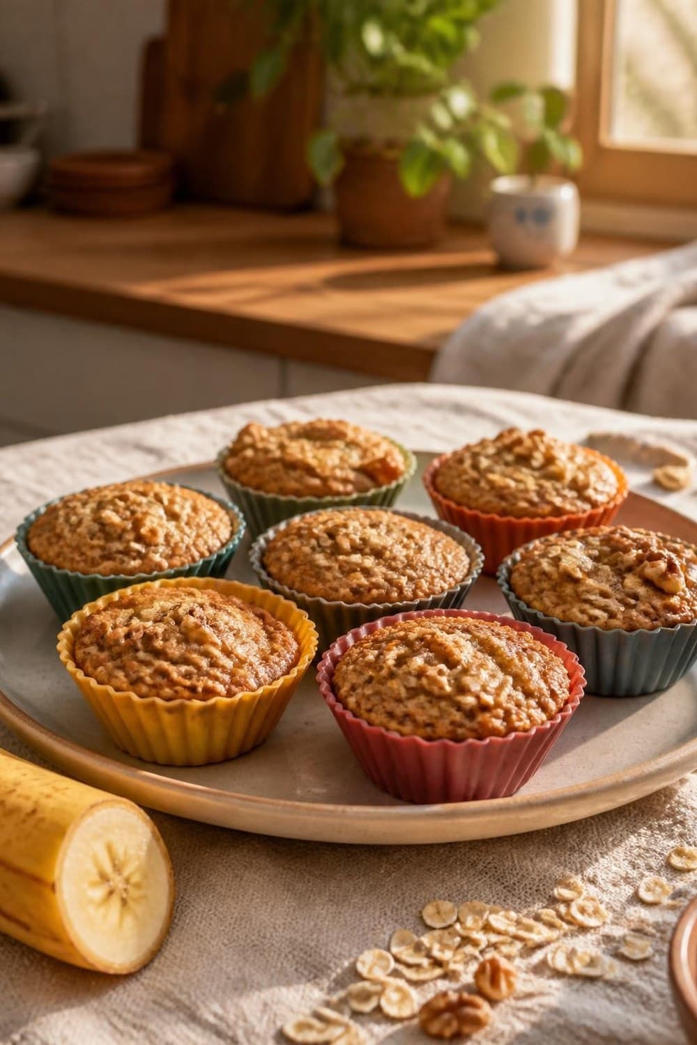 Banaan-havermoutcups uit de airfryer — 160°C, 20-22 min