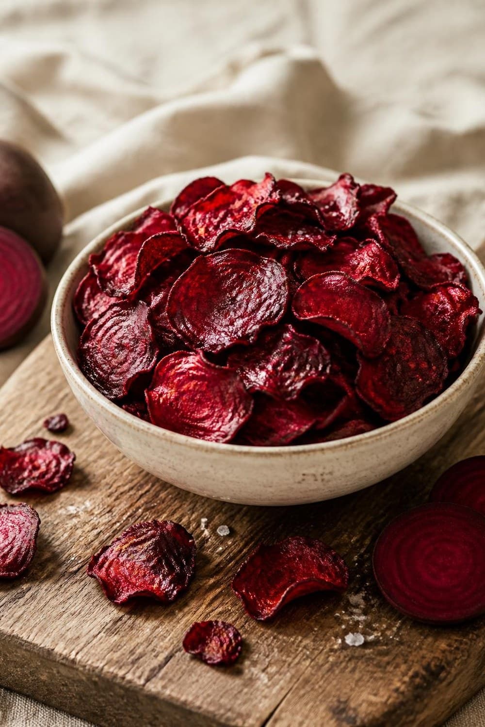 Bietenchips uit de airfryer — 160°C, 12-15 min
