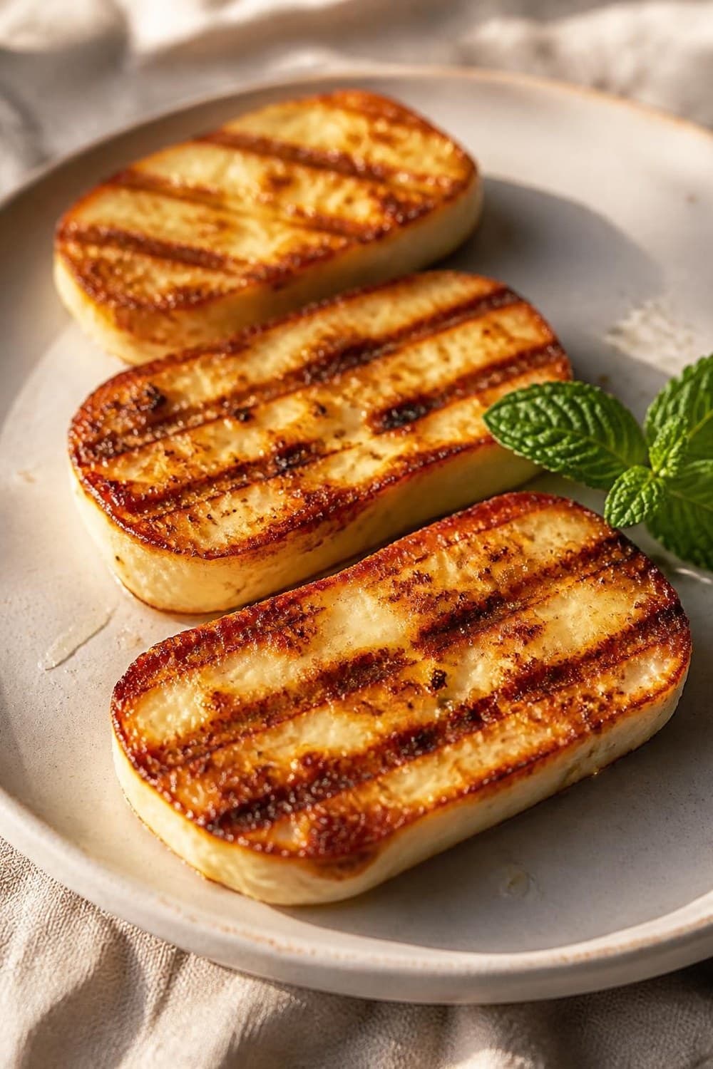 Halloumi uit de airfryer — 200°C, 8-12 min