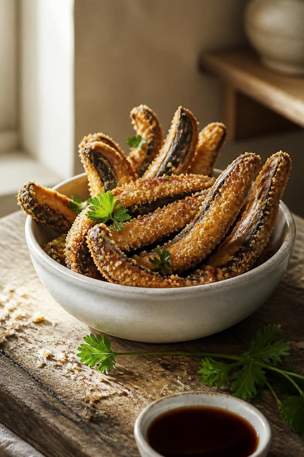 Portobello frietjes uit de airfryer — 200°C, 7-10 min