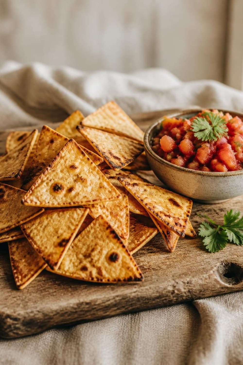 Tortilla chips (zelfgemaakt) uit de airfryer — 180°C, 5-8 min